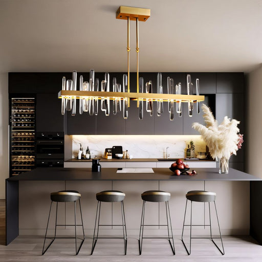Betula Linear Crystal Chandelier - Modern Lighting for Kitchen Island