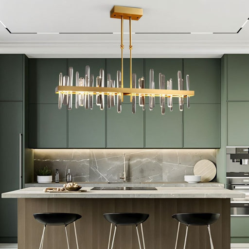 Betula Linear Crystal Chandelier - Contemporary Lighting for Kitchen Island