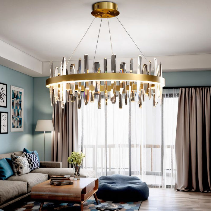 Betula Round Crystal Chandelier - Modern Lighting for Living Room