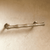 Brushed nickel bamboo-style cabinet pull with two round bases on white background, front view showing 8.5-inch length and 1.2