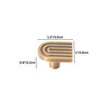 "Brass Art Deco knob with rounded edges and parallel lines."