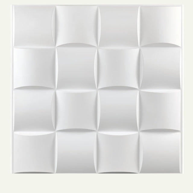 Boarda Wall Panel with 3D geometric design in white PVC, ideal for modern interior wall decoration and easy installation.