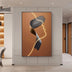 Brush Stroke Illuminated Art features abstract black brushstrokes with neon gold accents on warm bronze background.