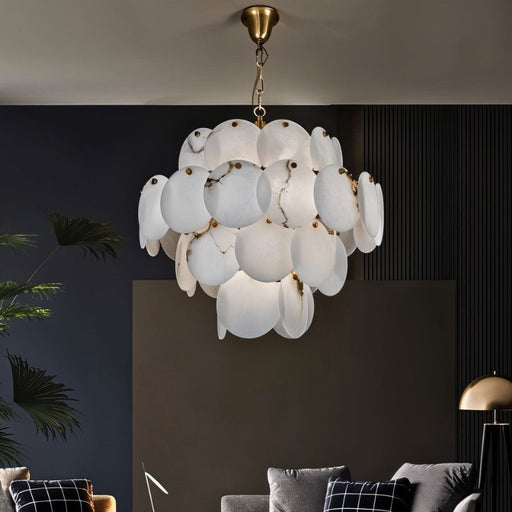 Caelum Alabaster Chandelier Light - Living Room Lighting