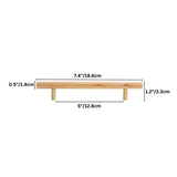 "Dimensions of a modern wooden pull bar handle, showing 7.4 inches in length, 0.5 inches in height, and 5 inches center-to-center width."