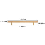 "Dimensions of a modern wooden pull bar handle, showing 8.6 inches in length, 0.5 inches in height, and 6.2 inches center-to-center width."