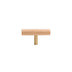 "Modern wooden T-bar knob with a brass accent on a white background."