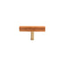 "Dark wood T-bar knob with brass base on a white background."