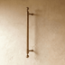 Brushed nickel cabinet pull with spherical knobs and vertical handles on white background, front view with dimensions.