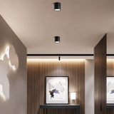 "The Candis Downlight in black, installed in a chic interior, providing clean, minimalist lighting that enhances the ambiance of the room."