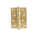Gold-toned heavy-duty door hinge with cylindrical pin and mounting holes on white background.