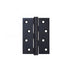 Black steel heavy-duty door hinge with four mounting holes per leaf, displayed against a white background.