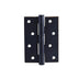 Black heavy-duty door hinge with four mounting holes on each leaf and cylindrical pin, shown against white background.