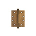 "An antique brass solid barrel hinge with decorative finials, isolated on a white background."