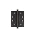 "A black solid brass barrel hinge with decorative finials, isolated on a white background."