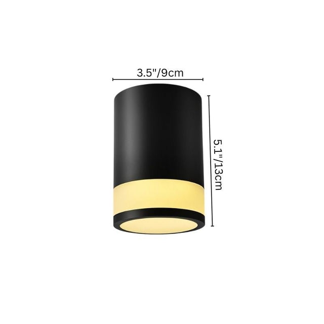 "Ceiling light with compact dimensions (3.5 inches by 5.1 inches), offering sleek and efficient lighting for small or modern spaces."