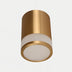 "Gold-finished ceiling light with a modern design, featuring frosted glass for even lighting. A stylish addition to contemporary interior spaces."