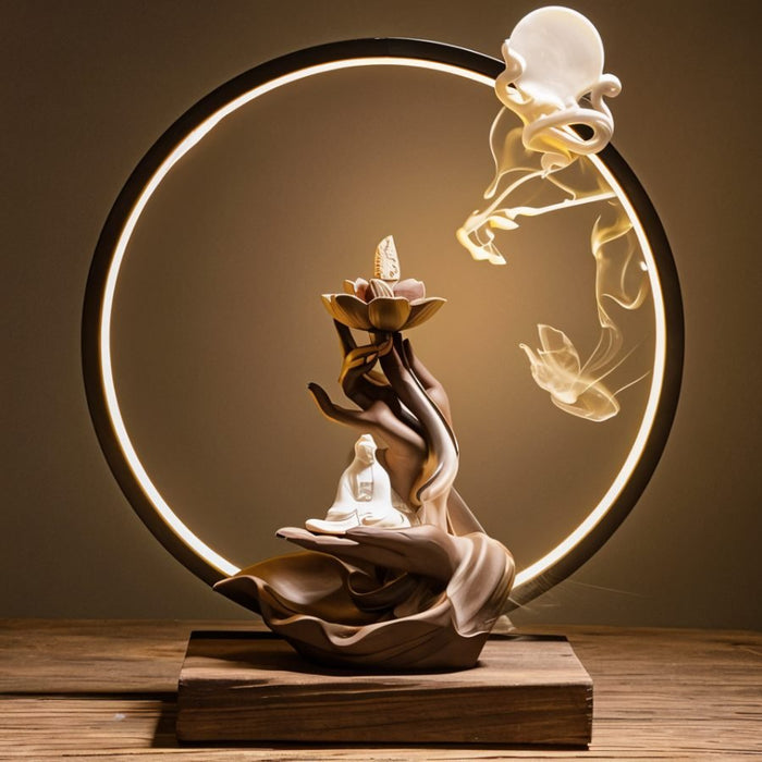 Celestial Monk Incense Burner Table Lamp - Contemporary Lighting