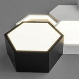 "A close-up view of a hexagonal pendant light, highlighting its geometric design and modern aesthetic."
