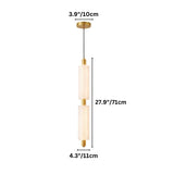 "Dimensions of a double-tiered Ceravo pendant light, showing a total height of 27.9 inches (71 cm), a width of 4.3 inches (11 cm), a canopy width of 3.9 inches (10 cm) and a cord length of 59 inches (150 cm)."