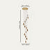 Gold and frosted glass teardrop chandelier pendant light with multiple hanging fixtures against a neutral background.