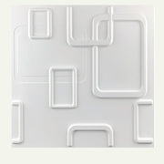White three-dimensional wall panel with rectangular and curved recessed sections on light background.