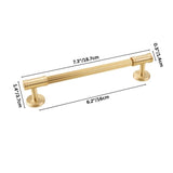 "Dimensions of a sleek brass pull bar with grooved detailing, suitable for modern and classic interiors."