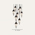 Conical pendant chandelier with black metal tops and alabaster stone shades hanging against a white background.
