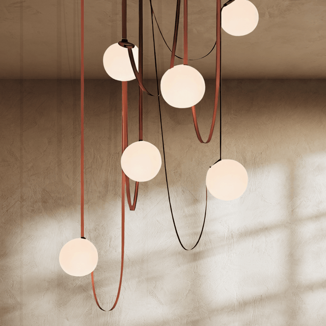 Corium Leather Glass Chandelier - Residence Supply