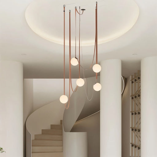 Corium Leather Glass Chandelier - Stair Lighting