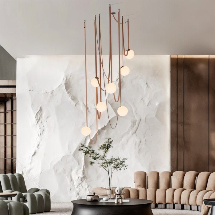 Corium Leather Glass Chandelier - Living Room Lighting