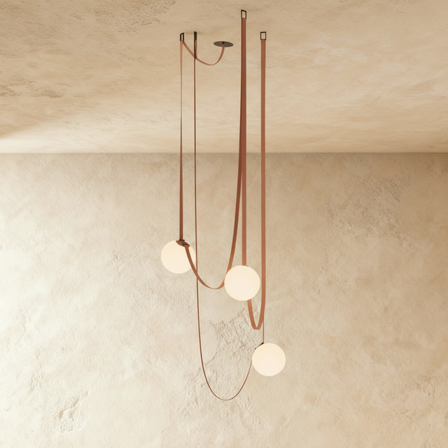 Corium Leather Glass Chandelier