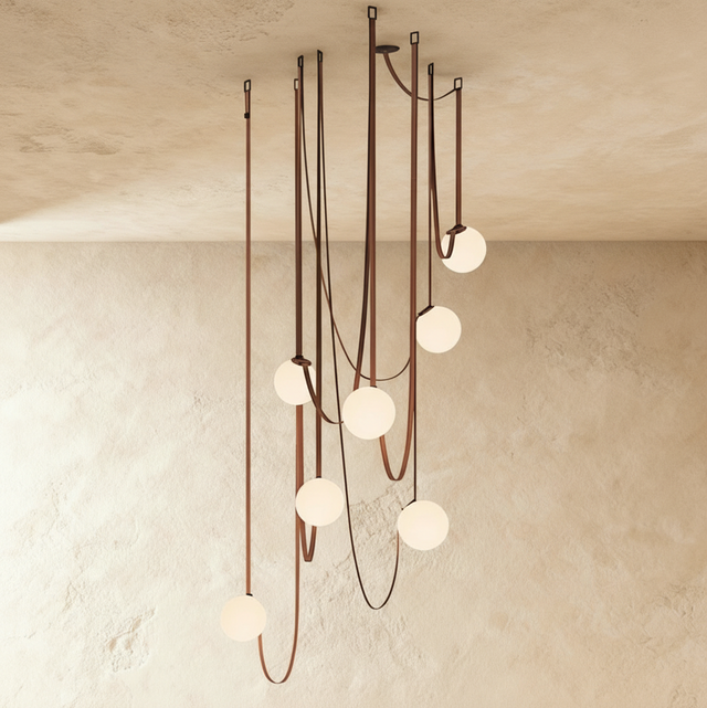 Corium Leather Glass Chandelier