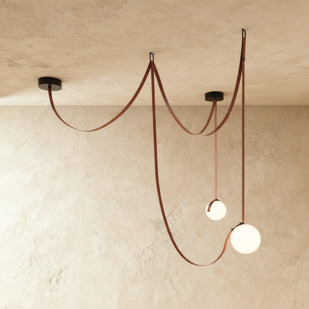 Corium Leather Glass Chandelier