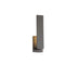 Gray cylindrical outdoor wall lamp with bronze accent detail on white background.