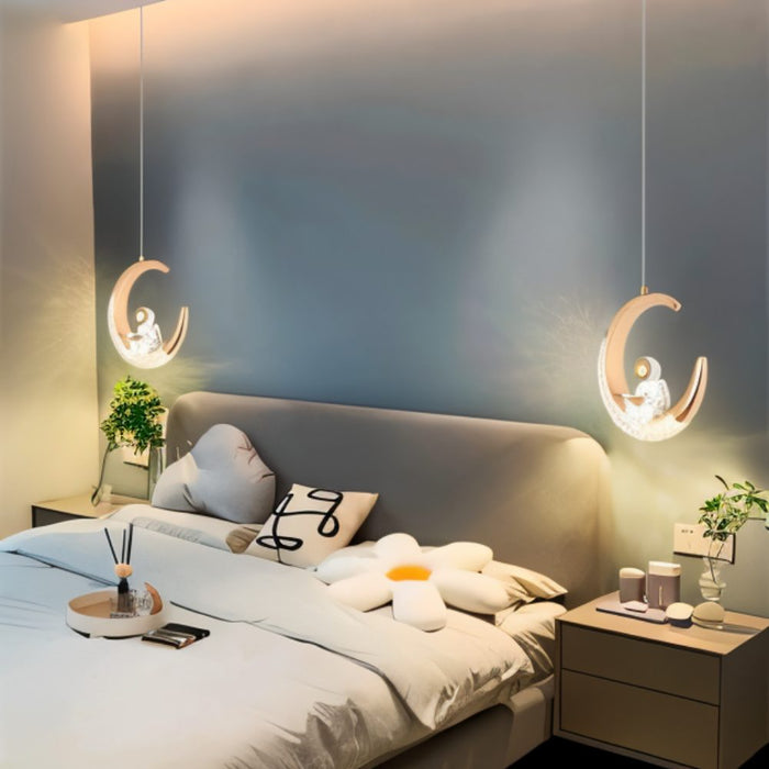 Crescent Pendant Light - Modern Lighting Fixture for Bedroom