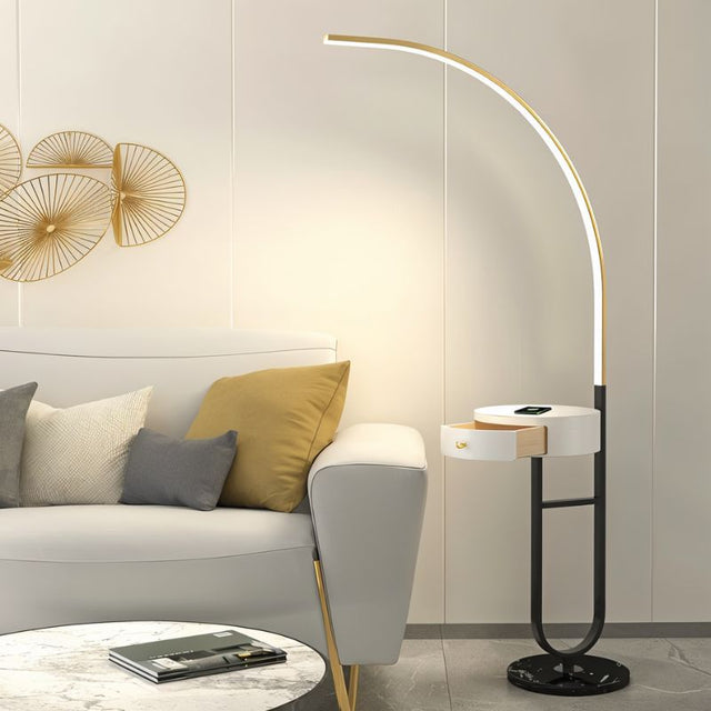 Table d'appoint et lampe Curva