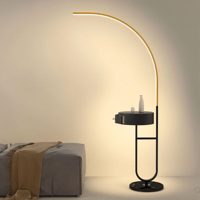 Table d'appoint et lampe Curva