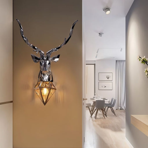 Deer Head Metallic Wall Lamp - Living Room Lighting