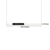 "Dimensions of a modern pendant light with a linear design, featuring acrylic tubes, marble accents, and a steel frame."