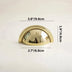 Polished brass cup pull handle with dimensions 3.8" wide by 1.9" tall on white background.
