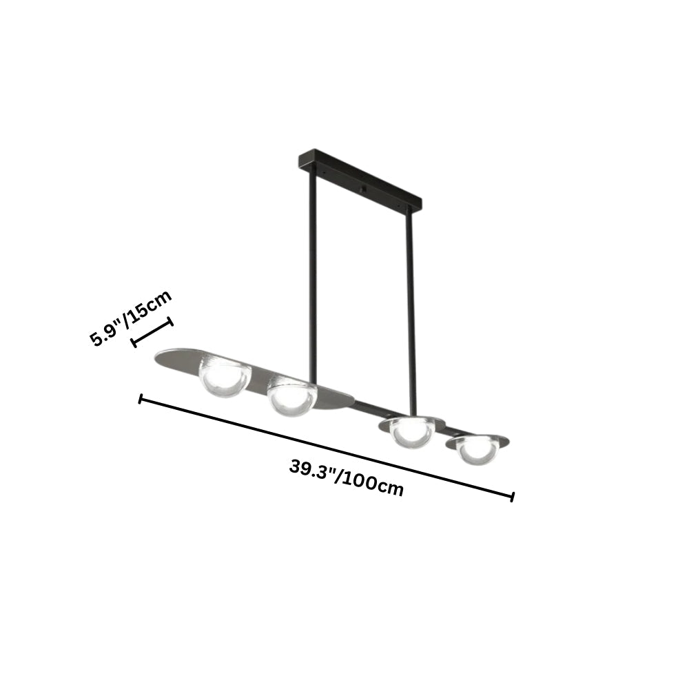 "Copper Dilti pendant light with dimensions showing 5.9 inches/15 cm height and 39.3 inches/100 cm width."