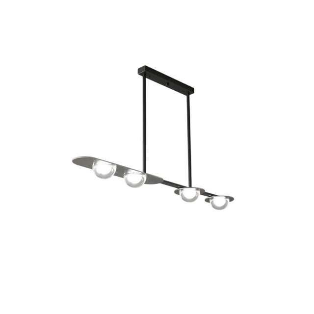 "Copper Dilti pendant light with four glass globes, isolated on a white background."