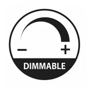 Dimmable light control icon with minus and plus symbols on white background.