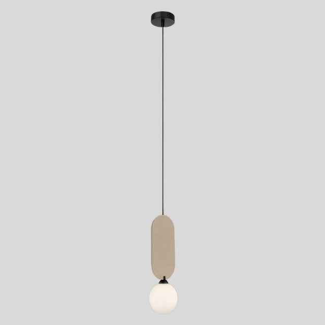 "The Dorea Pendant Lamp offers a simple, single pendant with a metal frame and spherical glass bulb, perfect for adding subtle lighting to modern interiors."