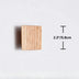 Light oak wooden square drawer pull with vertical grain texture, shown with size reference of 2.3 inches on white background.