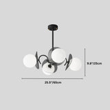 "Copper Dyana chandelier with dimensions showing 9.8 inches/25 cm height and 25.5 inches/65 cm width."