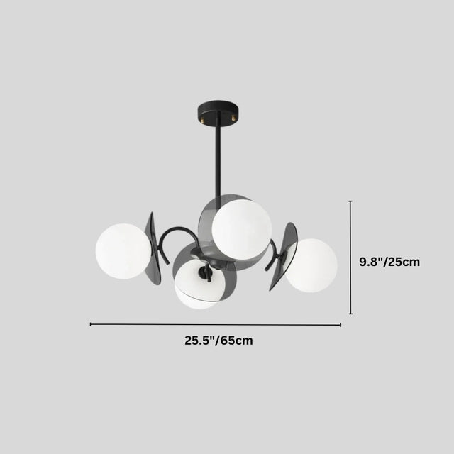 "Copper Dyana chandelier with dimensions showing 9.8 inches/25 cm height and 25.5 inches/65 cm width."