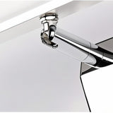 "Close-up detail of the adjustable arm of a modern LED wall lamp, showing the polished stainless steel construction."