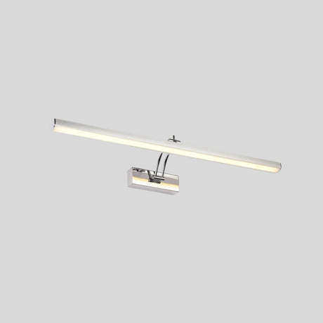 "A modern, minimalist LED wall lamp with a polished stainless steel body, featuring an adjustable arm for versatile lighting."